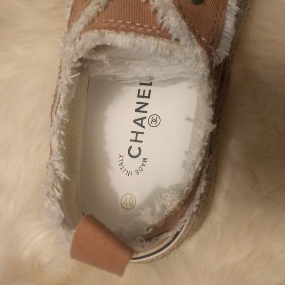 Chanel Women's Tan Canvas Sneakers - Picture 5 of 6